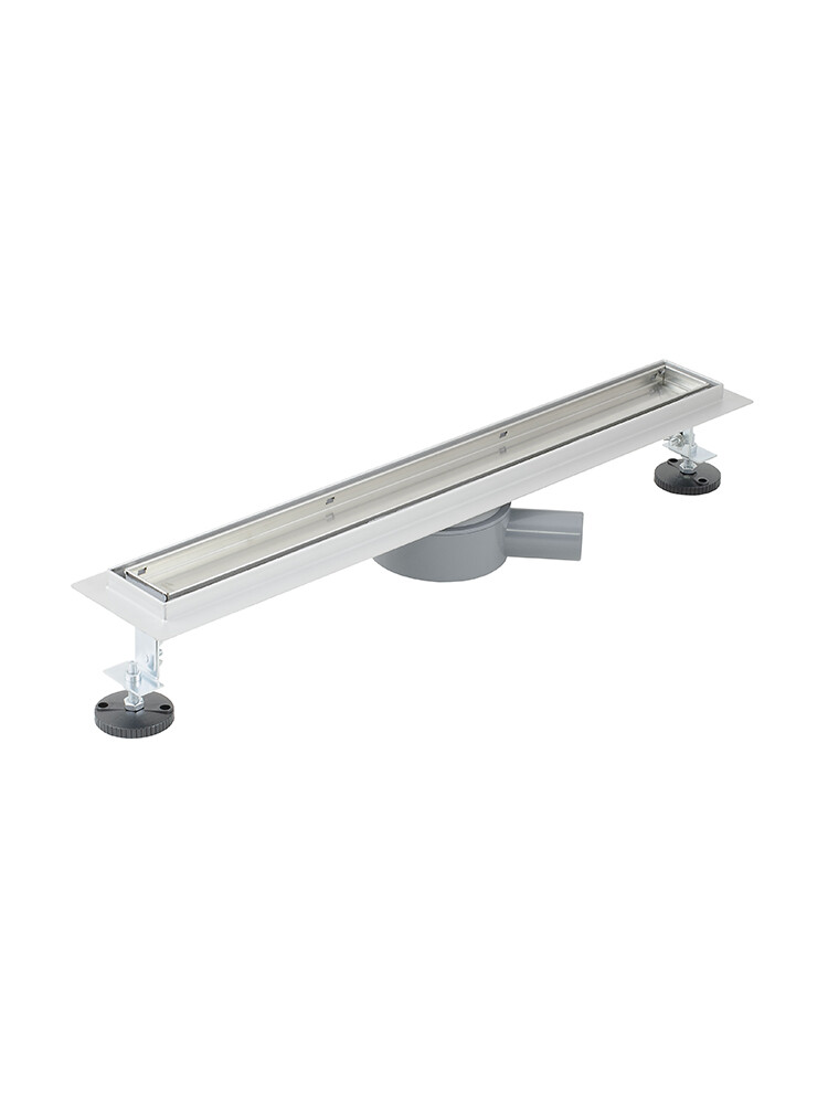 Линейный душевой трап SANTREK  B-70500 нерж 70*500мм (горизонтальный выпуск 360 гр, ф40) (решетка щелевая, под плитку) сухой затвор и гидрозатвор