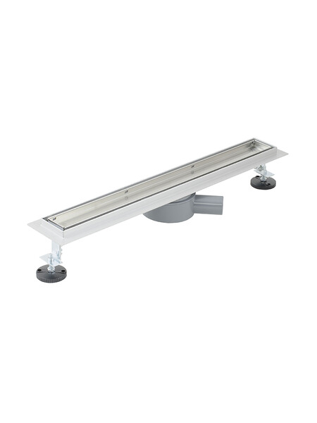 Линейный душевой трап SANTREK  B-70500 нерж 70*500мм (горизонтальный выпуск 360 гр, ф40) (решетка щелевая, под плитку) сухой затвор и гидрозатвор