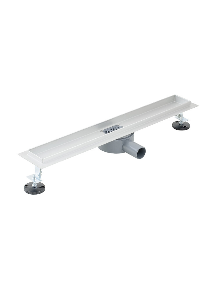 Линейный душевой трап SANTREK  B-70500 нерж 70*500мм (горизонтальный выпуск 360 гр, ф40) (решетка щелевая, под плитку) сухой затвор и гидрозатвор