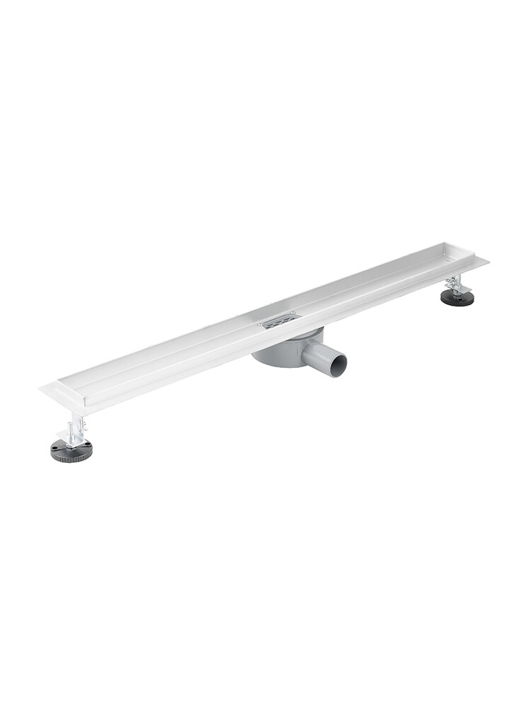 Линейный душевой трап SANTREK  B-70800 нерж 70*800мм (горизонтальный выпуск 360 гр, ф40) (решетка щелевая, под плитку) сухой затвор и гидрозатвор