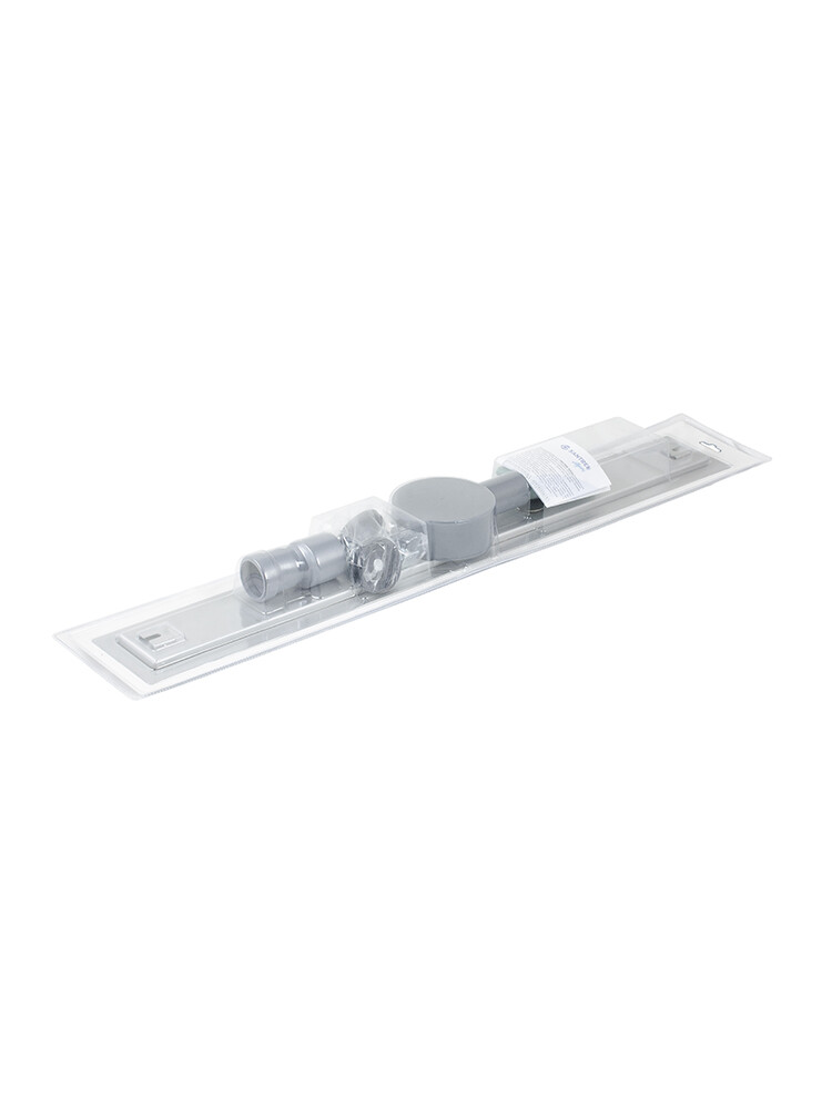 Линейный душевой трап SANTREK  B-70800 нерж 70*800мм (горизонтальный выпуск 360 гр, ф40) (решетка щелевая, под плитку) сухой затвор и гидрозатвор