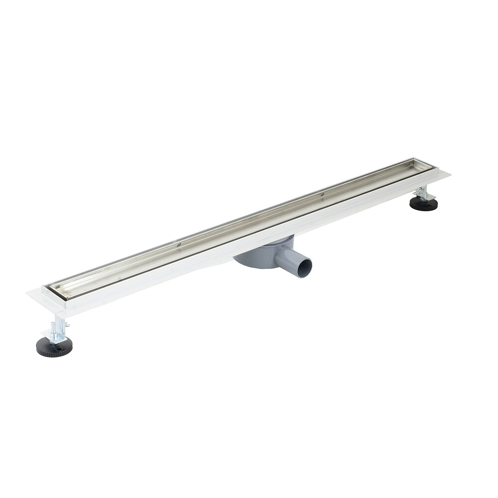 Линейный душевой трап SANTREK  B-70900 нерж 70*900мм (горизонтальный выпуск 360 гр, ф40) (решетка щелевая, под плитку) сухой затвор и гидрозатвор