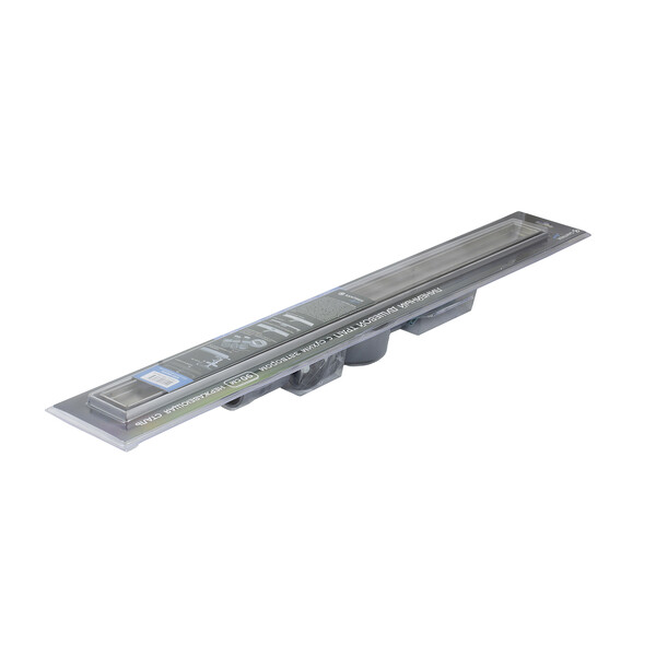 Линейный душевой трап SANTREK  B-70900 нерж 70*900мм (горизонтальный выпуск 360 гр, ф40) (решетка щелевая, под плитку) сухой затвор и гидрозатвор