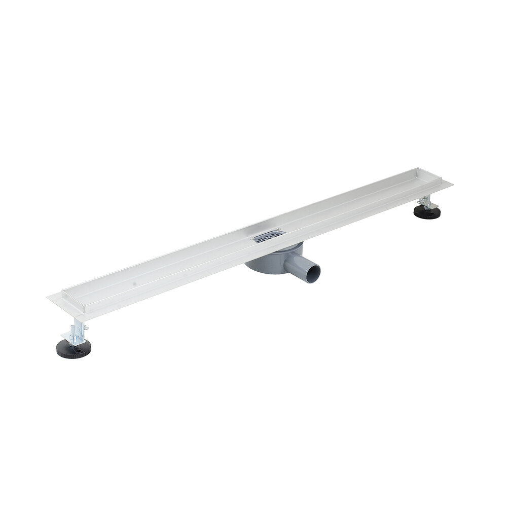 Линейный душевой трап SANTREK  B-70900 нерж 70*900мм (горизонтальный выпуск 360 гр, ф40) (решетка щелевая, под плитку) сухой затвор и гидрозатвор