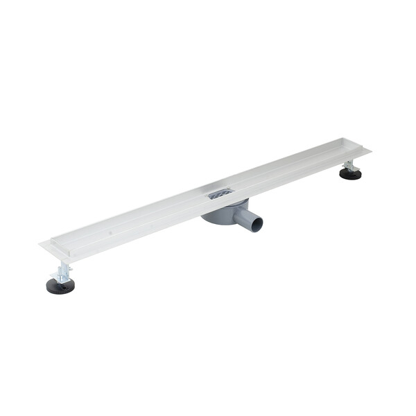 Линейный душевой трап SANTREK  B-70900 нерж 70*900мм (горизонтальный выпуск 360 гр, ф40) (решетка щелевая, под плитку) сухой затвор и гидрозатвор