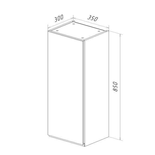 Полупенал Lemark VEON 35 см подвесной, 1 дверный, правый, цвет корпуса, фасада: Белый глянец LM01V35PL