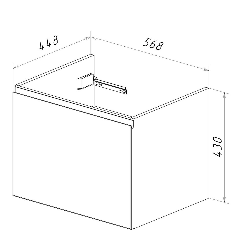 Тумба Lemark VEON MINI 60 см подвесная (под ум. Грейс-60 Дрея) 1 ящик, цвет корпуса, фасада: Белый глянец LM02VM60T