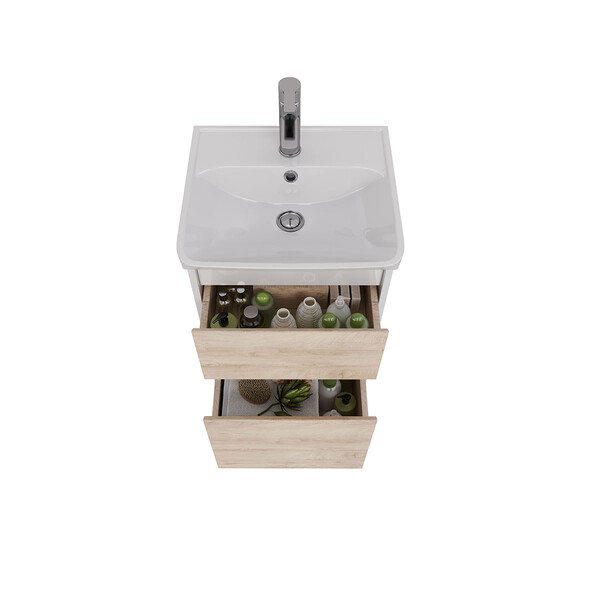 Тумба Lemark COMBI 45см подвесная/напольная (под ум. NEON 45 Дрея) 2 ящика, цвет фасада: Дуб кантри, цвет корпуса: Белый глянец LM03C45T-dub