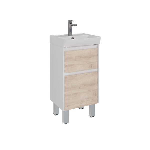 Тумба Lemark COMBI 45см подвесная/напольная (под ум. NEON 45 Дрея) 2 ящика, цвет фасада: Дуб кантри, цвет корпуса: Белый глянец LM03C45T-dub