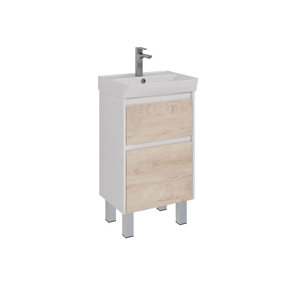 Тумба Lemark COMBI 50 см подвесная/напольная (под ум.NEON 50 Дрея) 2 ящика, цвет фасада: Дуб кантри, цвет корпуса: Белый глянец LM03C50T-dub