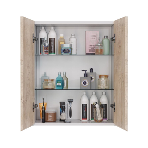 Шкаф Lemark COMBI 60 см подвесной, 2-х дверный, цвет фасада: Дуб кантри, цвет корпуса: Белый глянец LM03C60SH-dub