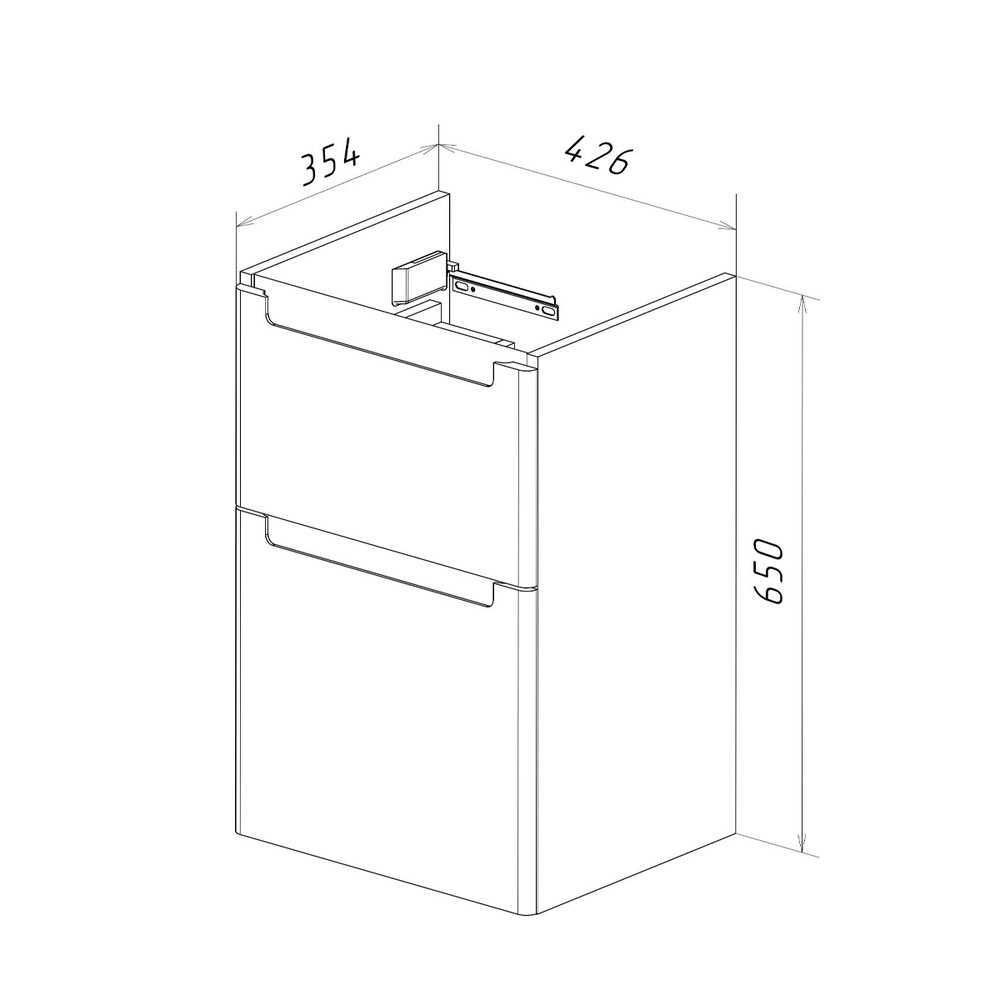 Тумба Lemark BUNO 45 см подвесная/напольная, 2 ящика, (под ум. NEON 45 Дрея) цвет планки: Серый, цвет корпуса, фасада: Белый глянец LM04B45T