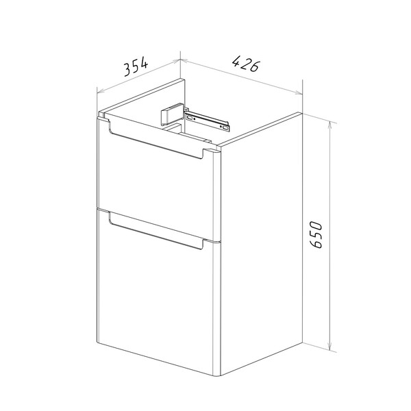 Тумба Lemark BUNO 45 см подвесная/напольная, 2 ящика, (под ум. NEON 45 Дрея) цвет планки: Серый, цвет корпуса, фасада: Белый глянец LM04B45T