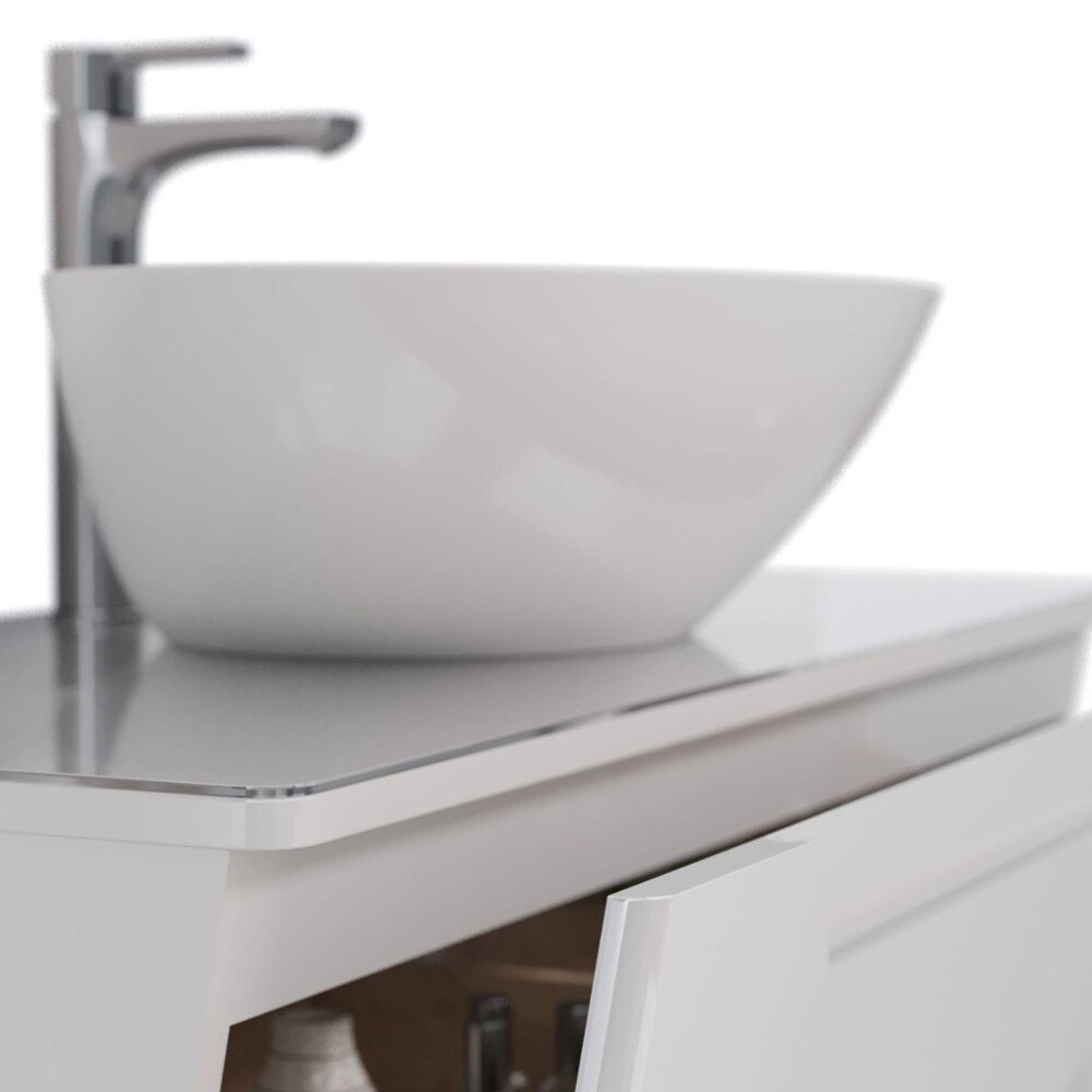 Столешница MIANO 80 см из стекла (под ум. Триумф лодочка Дрея) цвет: Белый LM06M80S