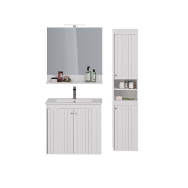 Зеркало Lemark ROMANCE 80 см с полкой, цвет: Белый глянец LM07R80Z