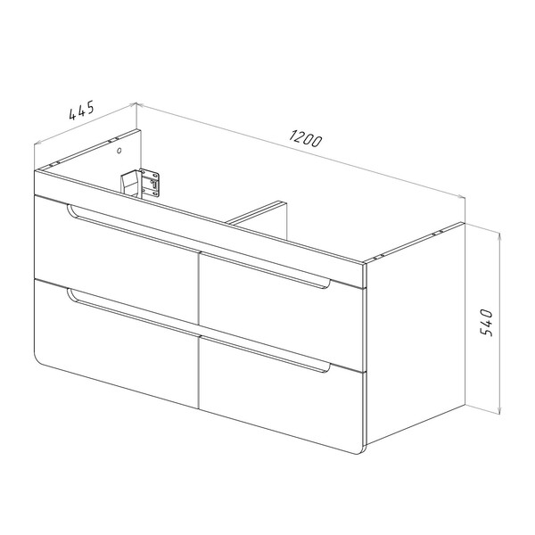Тумба Lemark OLIVIA 125 см подвесная (под двойной ум. Гармония 125 или столешницу Olivia 125) 4 ящ. корпуса:Дуб кантри, фасад: Белый глянец LM08OL125T