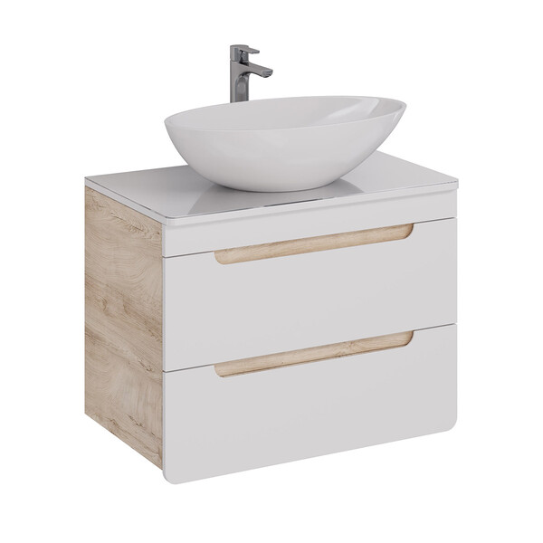 Столешница OLIVIA 80см из стекла (под ум. Триумф лодочка Дрея) цвет: Белый LM08OL80S