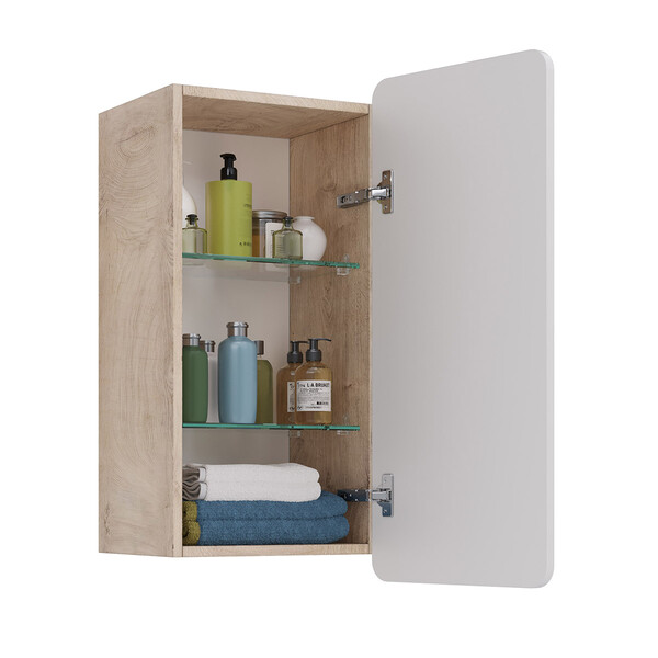 Полупенал Lemark OLIVIA 35 см подвесной, 1 дверный, открывание лев/прав, цвет корпуса: Дуб кантри, цвет фасада: Белый глянец LM08OL35PL