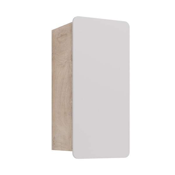 Полупенал Lemark OLIVIA 35 см подвесной, 1 дверный, открывание лев/прав, цвет корпуса: Дуб кантри, цвет фасада: Белый глянец LM08OL35PL