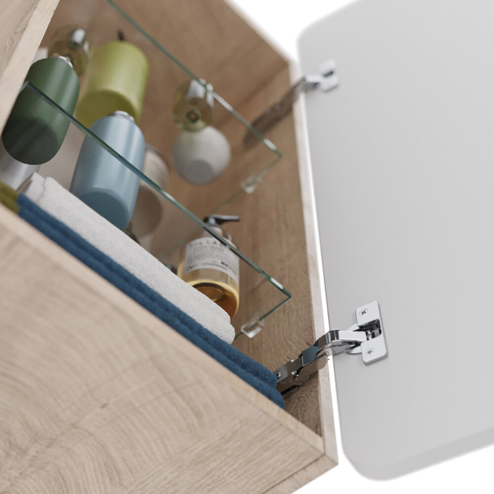 Полупенал Lemark OLIVIA 35 см подвесной, 1 дверный, открывание лев/прав, цвет корпуса: Дуб кантри, цвет фасада: Белый глянец LM08OL35PL