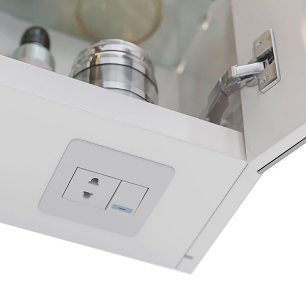 Шкаф зеркальный Lemark ZENON 80х80 см 2-х дверный, с козырьком-подсветкой, с розеткой, цвет корпуса: Белый глянец LM80ZS-Z