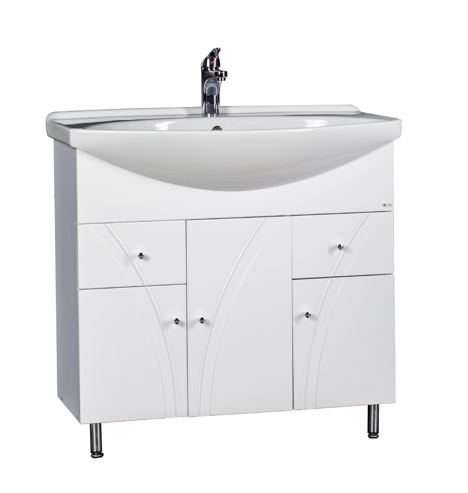 Подстолье SANTREK HOME "Сонет-85" (Белый) 2 ящика 3 двери под умывальник "Лагуна-85" 825х800х340