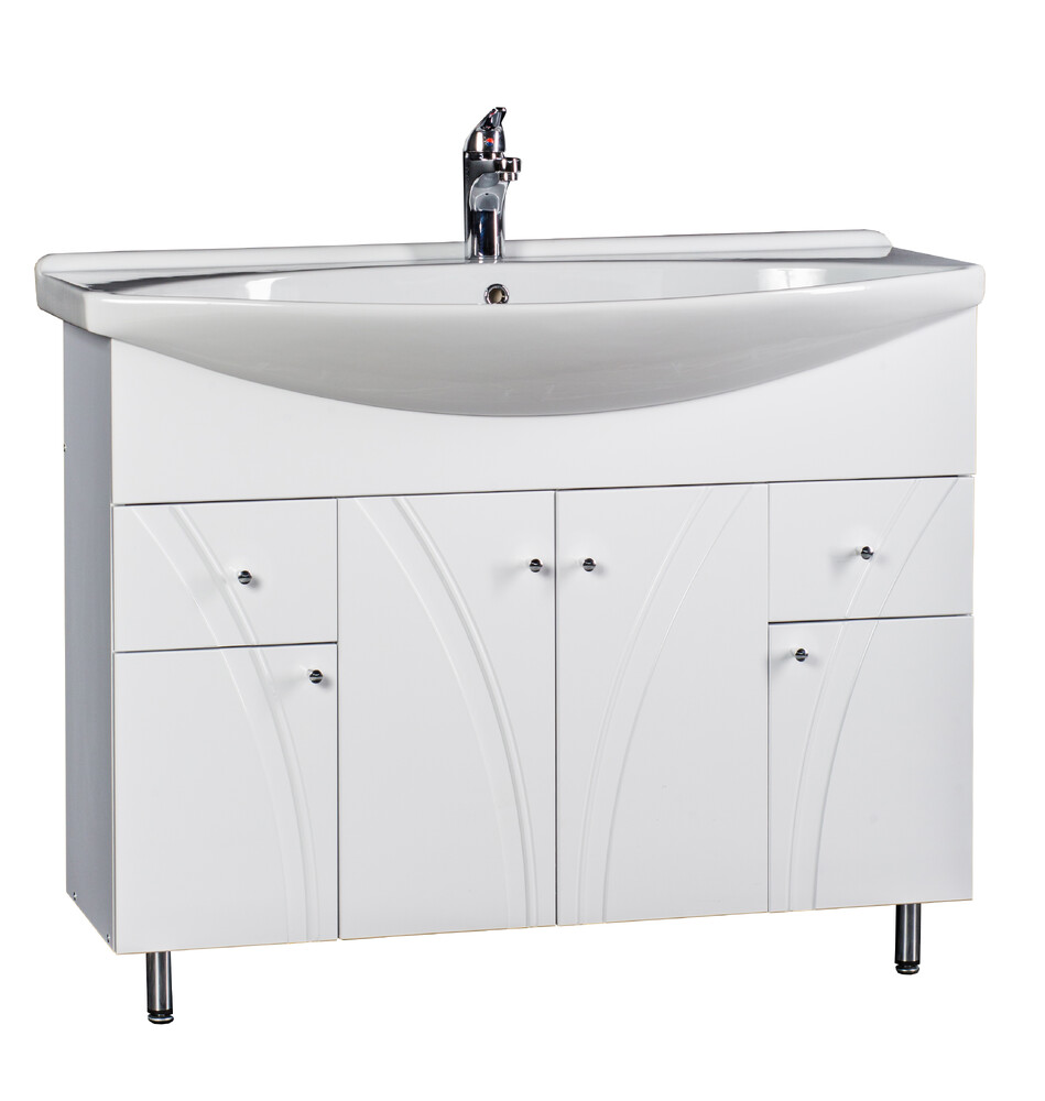 Подстолье SANTREK HOME "Сонет-105" (Белый) 2 ящика 4 двери под умывальник "Лагуна-105" 1015х800х335*