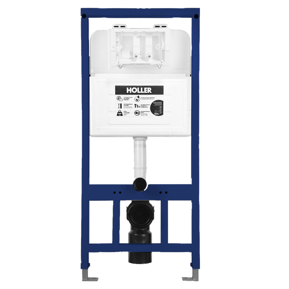 Инсталляция скрытого монтажа HOLLER MQ102 (525*96*1160мм), (3/6л), для подвесного унитаза, универсал (без клавиши смыва)