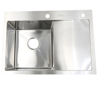 Мойка нерж врезная 680x460х230 т (3,0+1.2mm) сатин НМ 6846 (+ сифон, колландер 2 шт., доска, смеситель, диспенсер, омыватель стаканов) AISI 304