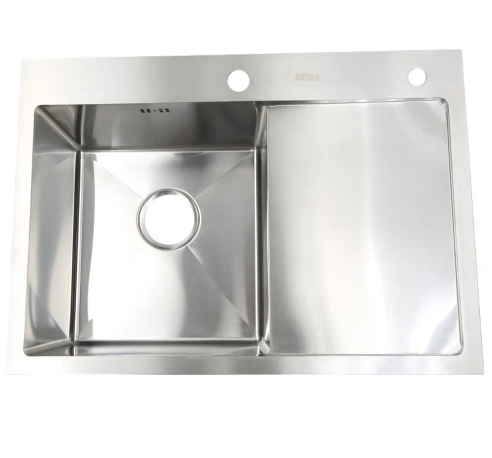 Мойка нерж врезная 750x460х230 т (3,0+1.2mm) сатин НМ 7546 (+ сифон, колландер 2 шт., доска, смеситель, диспенсер, омыватель стаканов) AISI 304