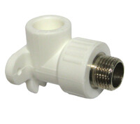 Уголок комб. штуцер 20х1/2 с креплением PP-R KALDE