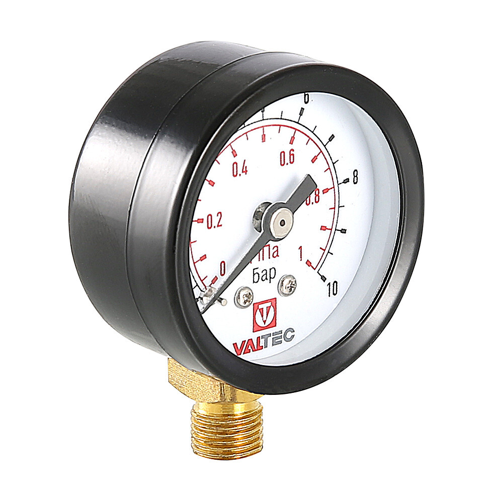 Манометр VT.TM40 Dy 40 с нижним подключением 1/8",  0-10 бар (для подпиточного клапана) VT.TM40.D.01