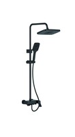 2425B Душевая система LEDEME со смесителем и тропическим душем (авиац. алюминий) (черный)
