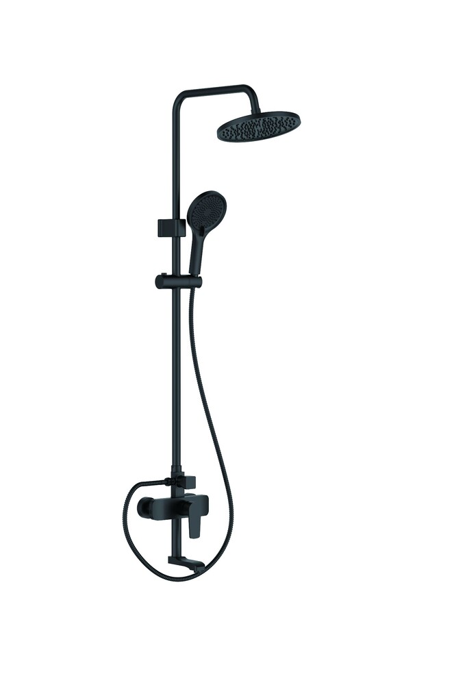 2426B Душевая система LEDEME со смесителем и тропическим душем (авиац. алюминий) (черный)