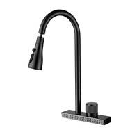 74198B Смеситель Кухня LEDEME с каскадным душем (нерж сталь) Черный