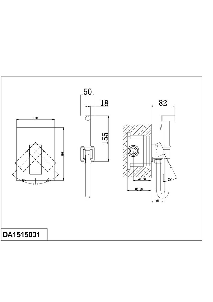 DA1515007 Смеситель для душа DK Bayern.Liszt с гигиеническим душем встраиваемый матовое золото
