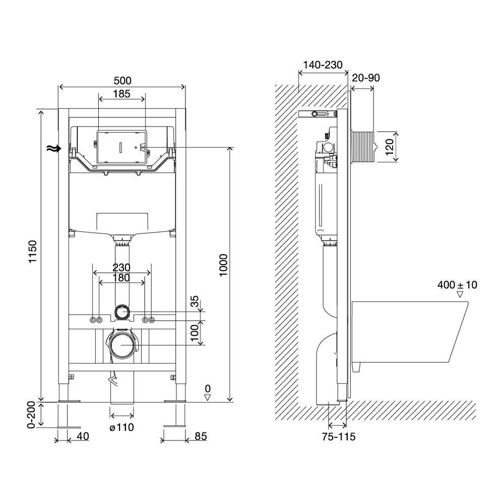 Инсталляция LEMARK (комплект 3 в 1) PENEDA EXPERT с кнопкой BIT ХРОМ ГЛЯНЕЦ + унитаз GLAZER БЕЛЫЙ подвесной безободковый 100121431