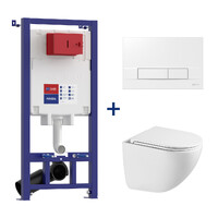 Инсталляция LEMARK (комплект 3 в 1) PENEDA с кнопкой BIT БЕЛЫЙ ГЛЯНЕЦ + унитаз GLAZER БЕЛЫЙ подвесной безободковый 100804426