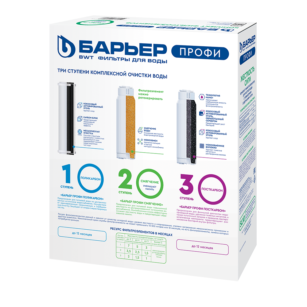 Комплект картриджей Барьер ПРОФИ Slim Line 10 Жесткость Сити Р123Р03