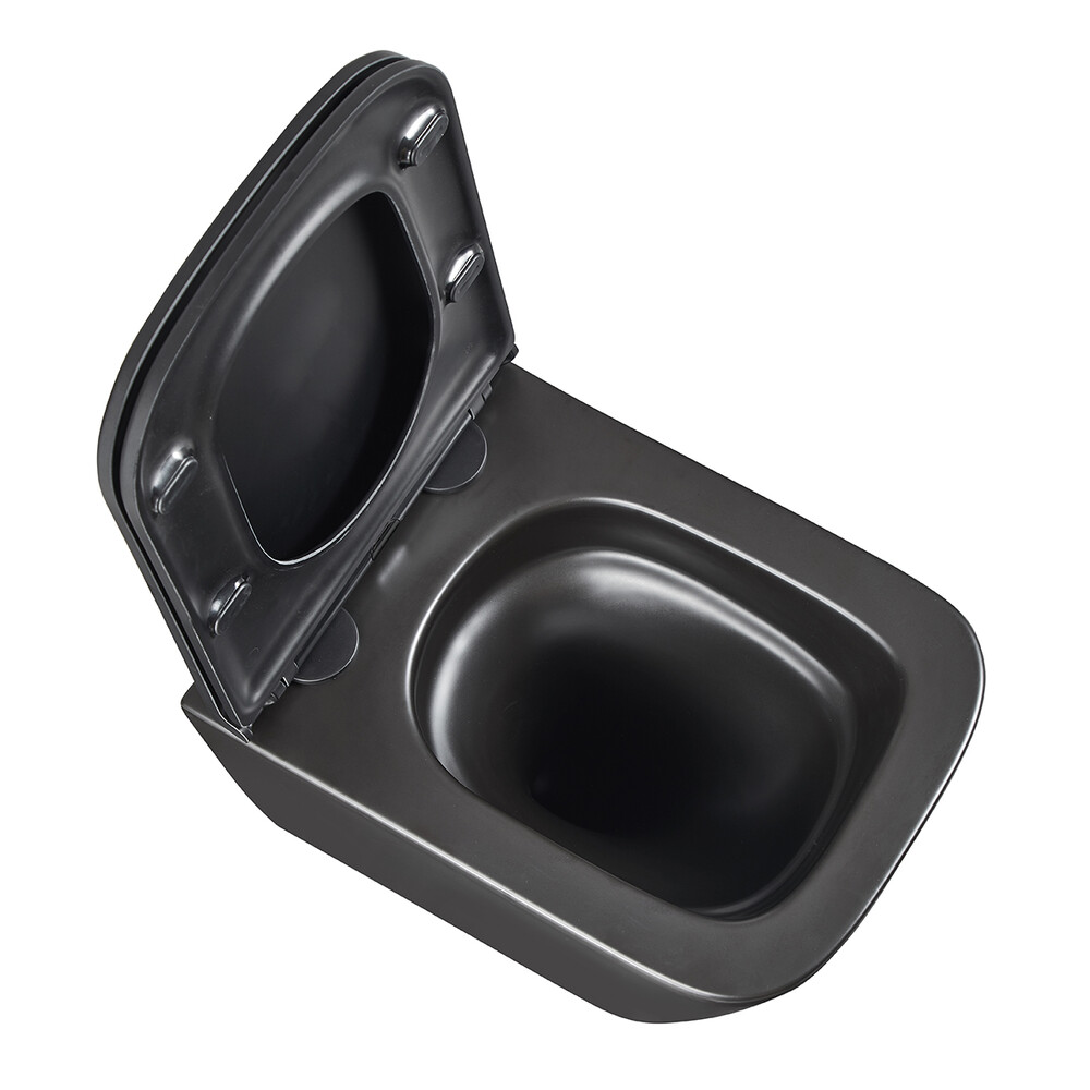 Унитаз LEMARK FLOREX подвесной безободковый с сиденьем микролифт, смыв вихревой ТОРНАДО (поколение 3.0) ЧЕРНЫЙ МАТОВЫЙ 9612002