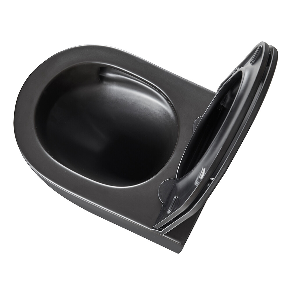 Унитаз LEMARK GLAZER подвесной безободковый с сиденьем микролифт, смыв вихревой ТОРНАДО (поколение 3.0) ЧЕРНЫЙ МАТОВЫЙ 9612004