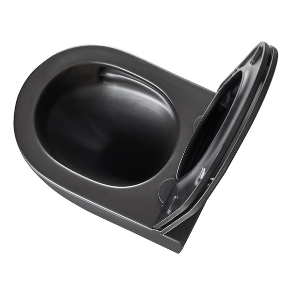 Унитаз LEMARK GLAZER подвесной безободковый с сиденьем микролифт, смыв вихревой ТОРНАДО (поколение 3.0) ЧЕРНЫЙ МАТОВЫЙ 9612004