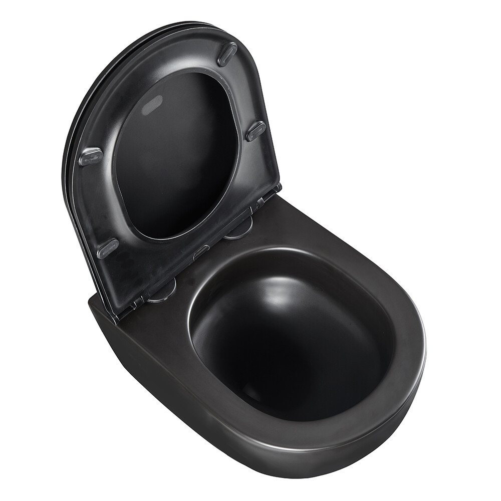 Унитаз LEMARK GLAZER подвесной безободковый с сиденьем микролифт, смыв вихревой ТОРНАДО (поколение 3.0) ЧЕРНЫЙ МАТОВЫЙ 9612004