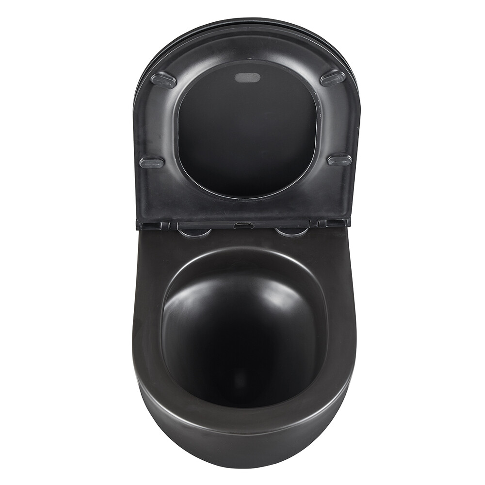 Унитаз LEMARK GLAZER подвесной безободковый с сиденьем микролифт, смыв вихревой ТОРНАДО (поколение 3.0) ЧЕРНЫЙ МАТОВЫЙ 9612004