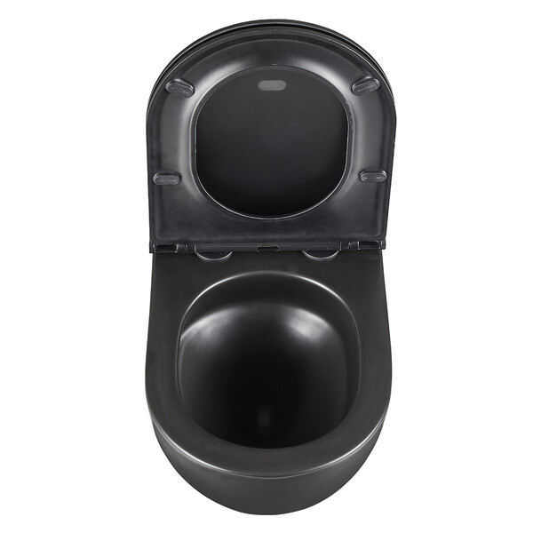 Унитаз LEMARK GLAZER подвесной безободковый с сиденьем микролифт, смыв вихревой ТОРНАДО (поколение 3.0) ЧЕРНЫЙ МАТОВЫЙ 9612004