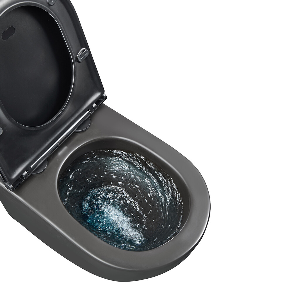 Унитаз LEMARK GLAZER подвесной безободковый с сиденьем микролифт, смыв вихревой ТОРНАДО (поколение 3.0) ЧЕРНЫЙ МАТОВЫЙ 9612004