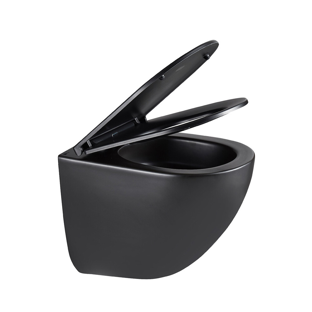 Унитаз LEMARK GLAZER подвесной безободковый с сиденьем микролифт, смыв вихревой ТОРНАДО (поколение 3.0) ЧЕРНЫЙ МАТОВЫЙ 9612004