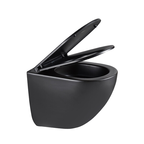 Унитаз LEMARK GLAZER подвесной безободковый с сиденьем микролифт, смыв вихревой ТОРНАДО (поколение 3.0) ЧЕРНЫЙ МАТОВЫЙ 9612004