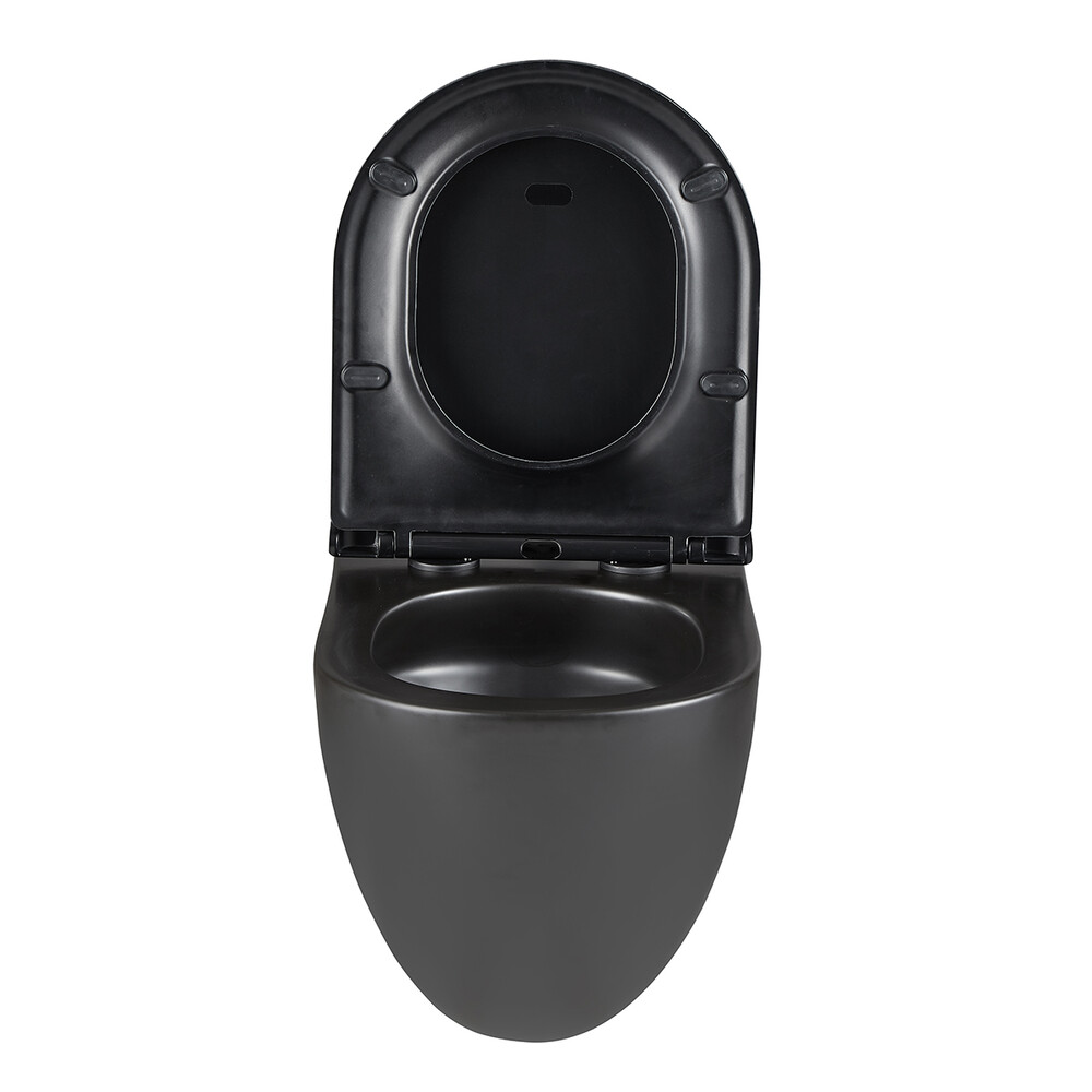 Унитаз LEMARK GLAZER подвесной безободковый с сиденьем микролифт, смыв вихревой ТОРНАДО (поколение 3.0) ЧЕРНЫЙ МАТОВЫЙ 9612004