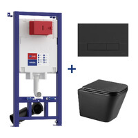 Инсталляция LEMARK (комплект 3 в 1)  PENEDA с кнопкой BIT ЧЕРНЫЙ МАТОВЫЙ + унитаз FLOREX ЧЕРНЫЙ подвесной безободковый 100802234